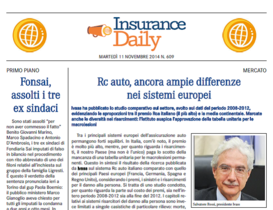Insurance Daily n. 609 di martedì 11 novembre 2014