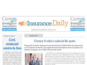 Insurance Daily n. 679 di mercoledì 18 marzo 2015